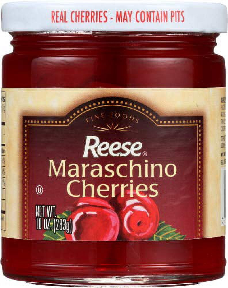 Reese Red Maraschino Cherries with Stem, 10-Ounces (Pack of 12)