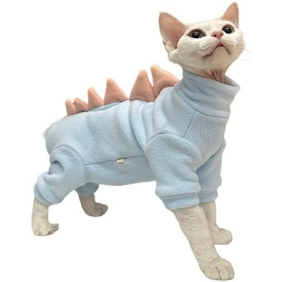 Sphynx cat Clothes, Dinosaur Costume, Hairless Cats Warm Clothes for Cornish Rex and Devon Rex