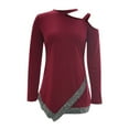 thumbnail image 4 of YOTMKGDO Off The Shoulder Top, Sparkly Tops for Women, New Off The Shoulder Irregular Sequin Long Sleeved Casual Top Round Neck T Shirt Fashion, Red Tops for Women, XL, 4 of 5