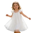 thumbnail image 3 of Tisuna Girls Summer Dress Toddler Sparkling Print Sleeveless Crew Neck Dresses Comfortable Soft Little Baby Girls Holiday School Party Casual Wear White Size 4-5 Years, 3 of 9