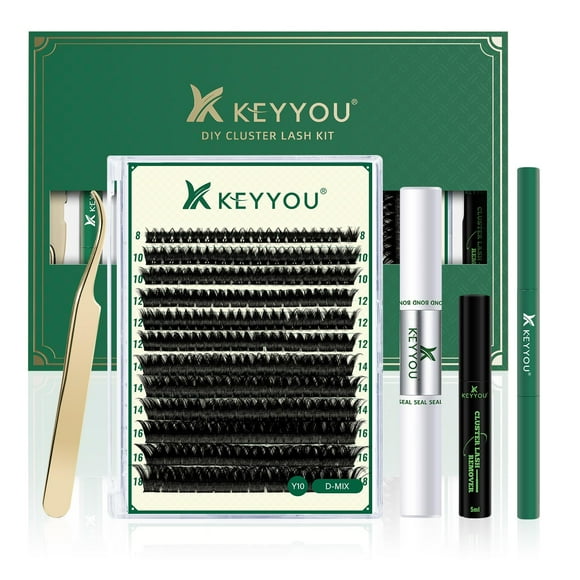 Kit de extensiones de pestañas DIY KEYYOU Y10 con 144 grupos de pestañas 8-18MIX