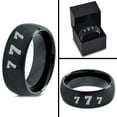 thumbnail image 4 of Tungsten Lucky Number Seven Band Ring 8mm Men Women Comfort Fit Black Dome Brushed Polished, 4 of 4