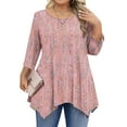 thumbnail image 6 of Elvqul Womens Tops Red Dressy Plus Size Blouses Crewneck Loose 3/4 Sleeve Oversized Tunic Shirts for Ladies, 6 of 6