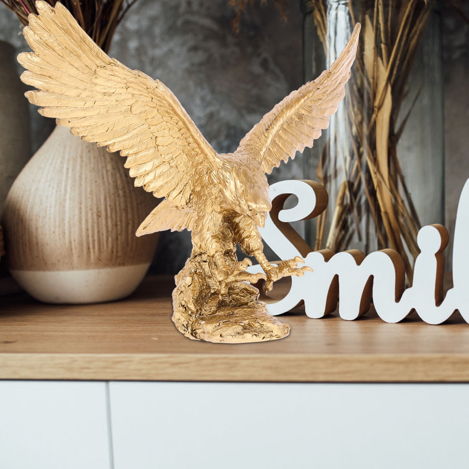 Amosfun Golden Resin Eagle Figurine Statue for Office Desktop Home Table Decoration