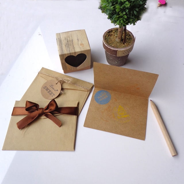 FUTUREORYY 36Pcs Kraft Paper Thank You Card Set for Wedding Graduation Light Brown Greeting Cards