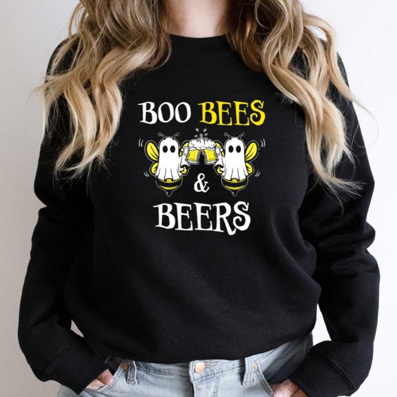 Funny Boo Bees and Beers Halloween Costume, Matching Couples Graphic - Breathable Material SW21441 Unisex Sweatshirt, Up to Size 5XL