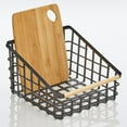 thumbnail image 5 of mDesign Large Slanted Kitchen Basket, Wood Handle, 2 Pack, Matte Black/Natural, 5 of 9