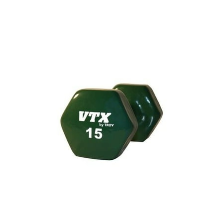 Troy Barbell VTX 15 lbs Vinyl Dumbbell in Forest Green