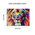 thumbnail image 3 of Acheng Abstract Colorful painting Lion Picture Canvas print Wall art Modern decor design Animal Paintings Artwork for office dorm Home Living Room Decor,Stretched and Framed 16x12in, 3 of 6