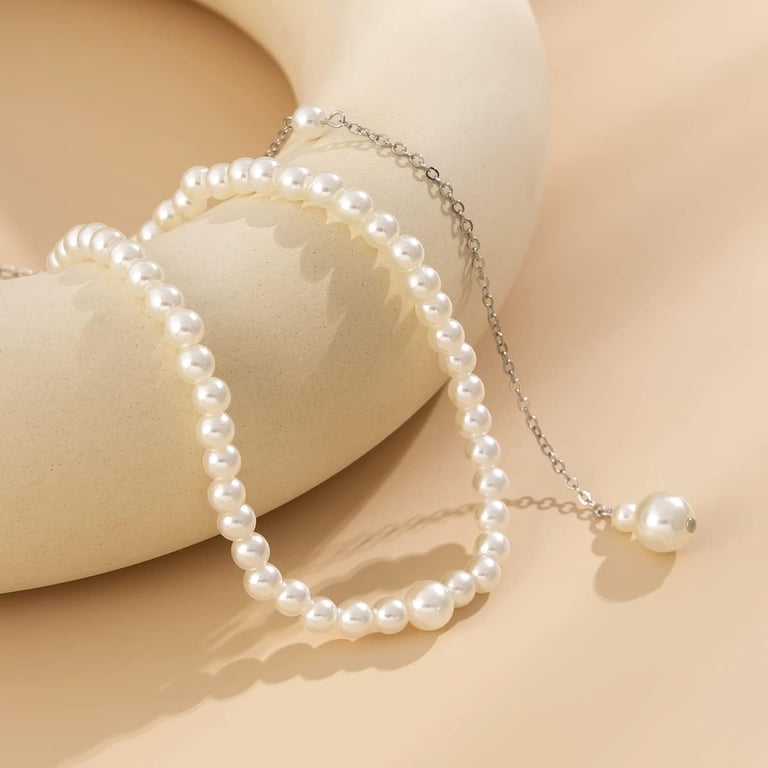 HLSOHJP Pearl Backdrop Necklace for Backless Dress Back Necklace Bridal  Long Gold Drop Back Chain Body Jewelry