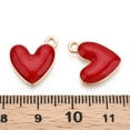 thumbnail image 3 of Eco-Friendly Zinc Alloy Pendants with Enamel Cadmium Free Nickel Free Lead Free Heart Light golden Crimson 16x15x3mm Hole: 1.6mm, 3 of 3