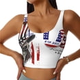 thumbnail image 2 of Picia Patriotic Skull Art Sports Bra for Women,Padded Strappy Sports Bras Medium Support Yoga Bra with Removable Cups,Running Yoga Bra-Small, 2 of 9