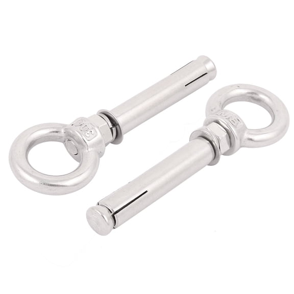 Unique Bargains M8x80mm Wire Rope 304 Stainless Steel Expansion Shield Anchor Eye Bolt 2pcs
