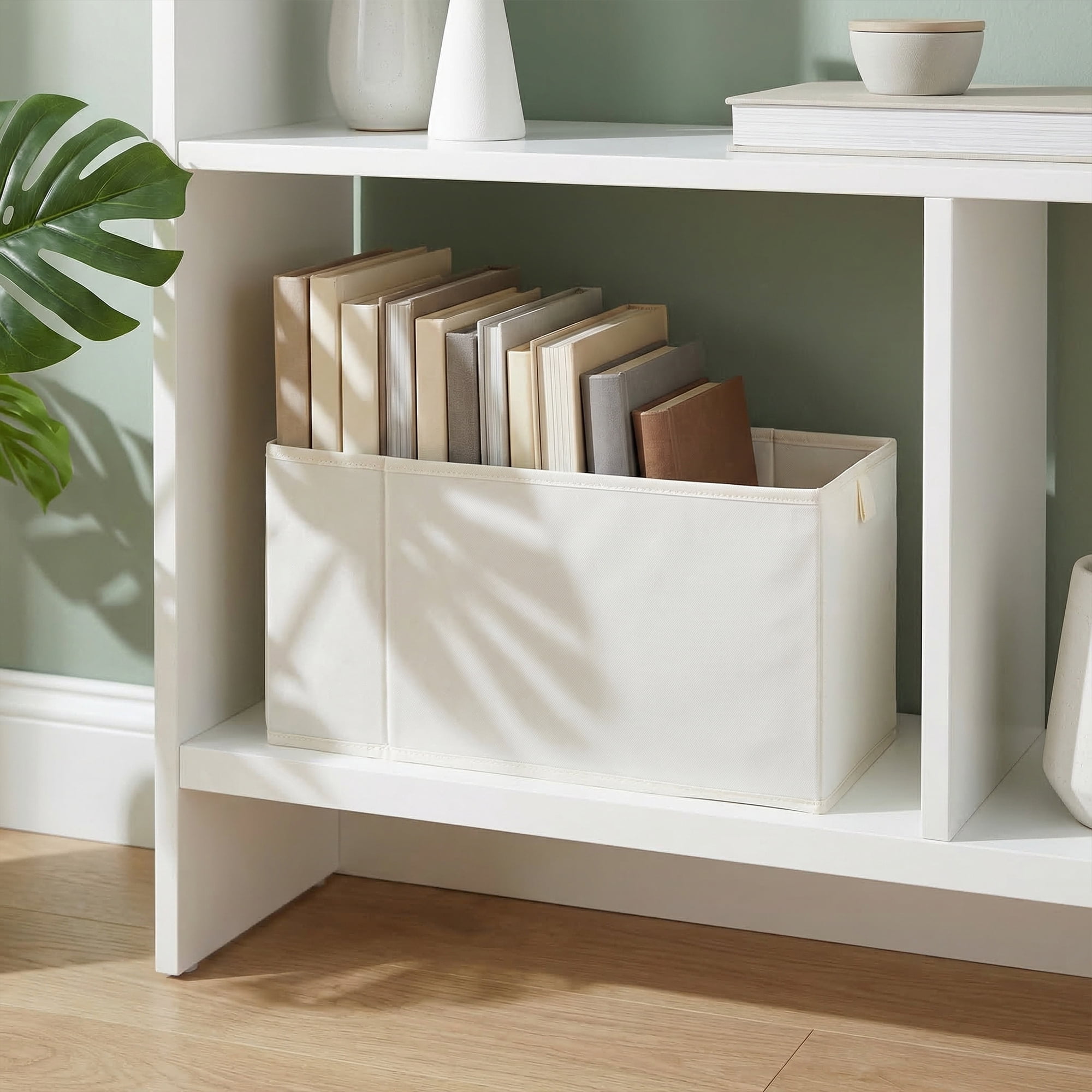 Unique Bargains 3pcs Storage Cube Fabric Storage Bin White 17.3*5.9*7.9in