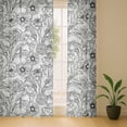 thumbnail image 6 of Vargottam Floral Motif Design Sheer Georgette Curtains for French Doors & Balcony - 2 Panels, 96" Long, Light Filtering, Grommet Top Printed Drapes for Living Room or Lounge, 6 of 9