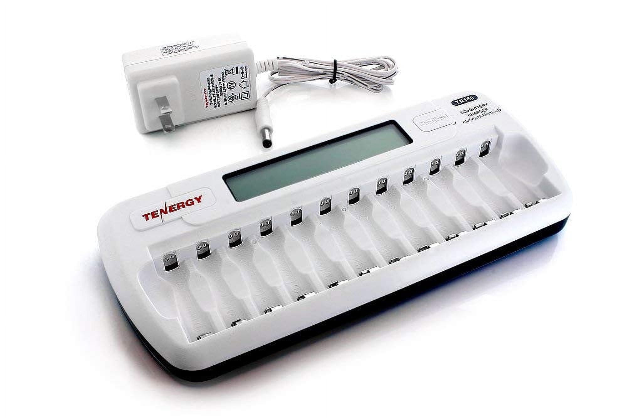 Tenergy TN160 12-Bay Charger And 12 Pack AA And 12 Pack AAA Premium Rechargeable Batteries