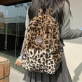 thumbnail image 2 of Fuzzy Cheetah Cute Backpack, Y2k Purse Fleece Chic Bookbag Trendy Aesthetic Coquette Daypack 90s Purse, 2 of 8