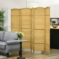 thumbnail image 6 of HOMCOM 6 Panel Room Divider Hand-Woven Freestanding Partition, Nature Wood, 6 of 9