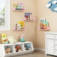 thumbnail image 3 of Pink Floating Shelves for Wall, Aesthetic Wall Bookshelf for Girls Room Decor, Wood Nursery Bookshelves for Toddler Kids Bedroom Book and Toy Storage Organizer (Set of 4, Pink), 3 of 5