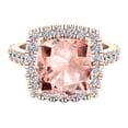 thumbnail image 4 of Cushion Cut Pink Morganite Halo Engagement Ring 14K Rose Gold 2.70 carat, 4 of 5