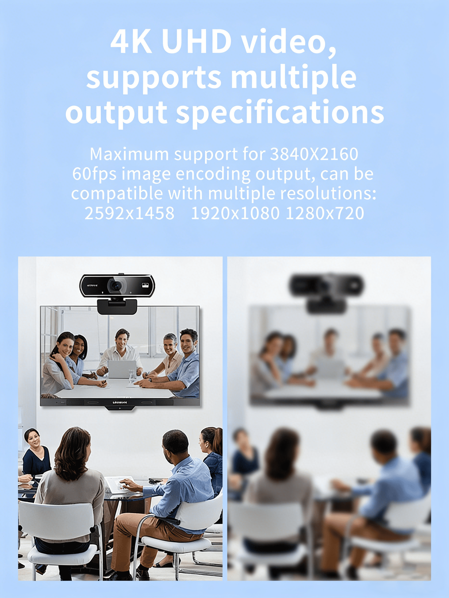 4K CMOS HD Webcam, Dual Mic Noise Reduction Auto Focus USB Plug&Play Web Camera for PC Mac Conference Live Streaming