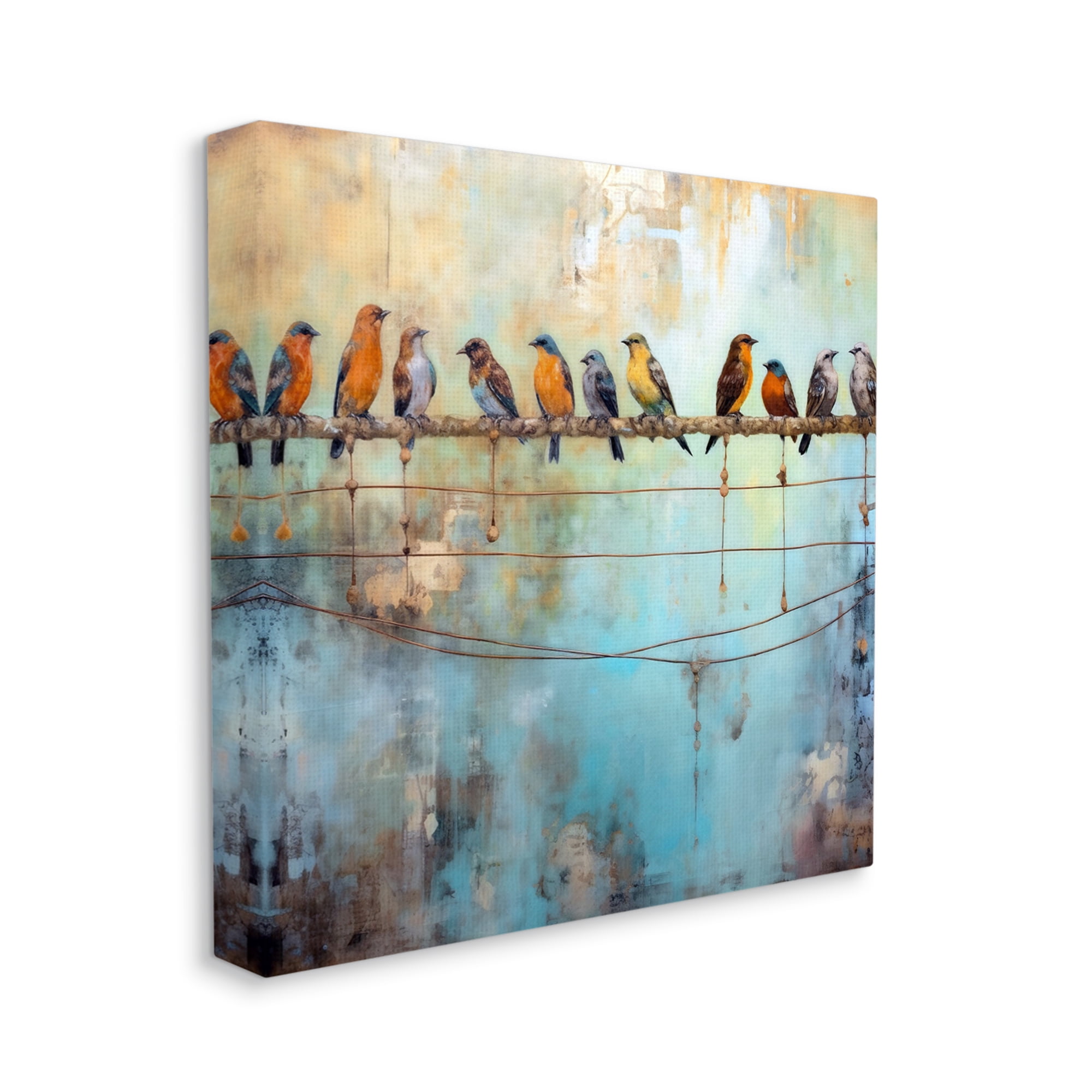 Stupell Industries Abstract Perched Birds Animals & Insects Painting Gallery Wrapped Canvas Art Print Wall Art, 30 x 30