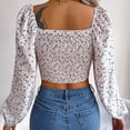 thumbnail image 4 of hoksml Trendy Tops for Women,Women's Casual Printing Long-Sleeved Cage Sleeve Lapel Shirt Top, 4 of 5