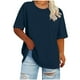 thumbnail image 2 of Tejiojio Women's Plus Size Round Neck Short Sleeve Solid Color T-Shirt for Spring Summer XL-5XL, 2 of 6