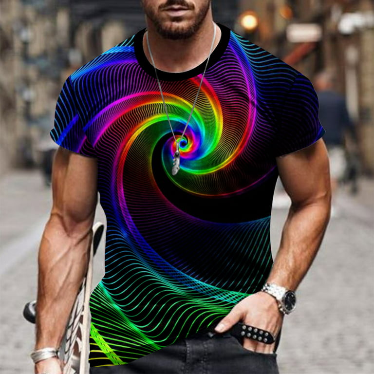 Demontere lyserød pris VSSSJ 3D Digital Optical Illusion T Shirts for Men Short Sleeve Gradient  Printed Spring Casual Round Neck Shirts Athletic Fit T-Shirt Multicolor  XXXXL - Walmart.com
