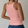 thumbnail image 4 of Womens Summer Tops Summer Women's Ribbed Round Neck Vest Basic Style Solid Color Slim Fit Elastic Top Shirts for Women, 4 of 6