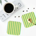 thumbnail image 4 of Yiaed yellow and green houndstooth Print Leather Coasters for Drinks - Cup Coasters Coffee Table Kitchen Table Bar, Home & Office Gifts Handmade Drink Coasters-Square, 4 of 6