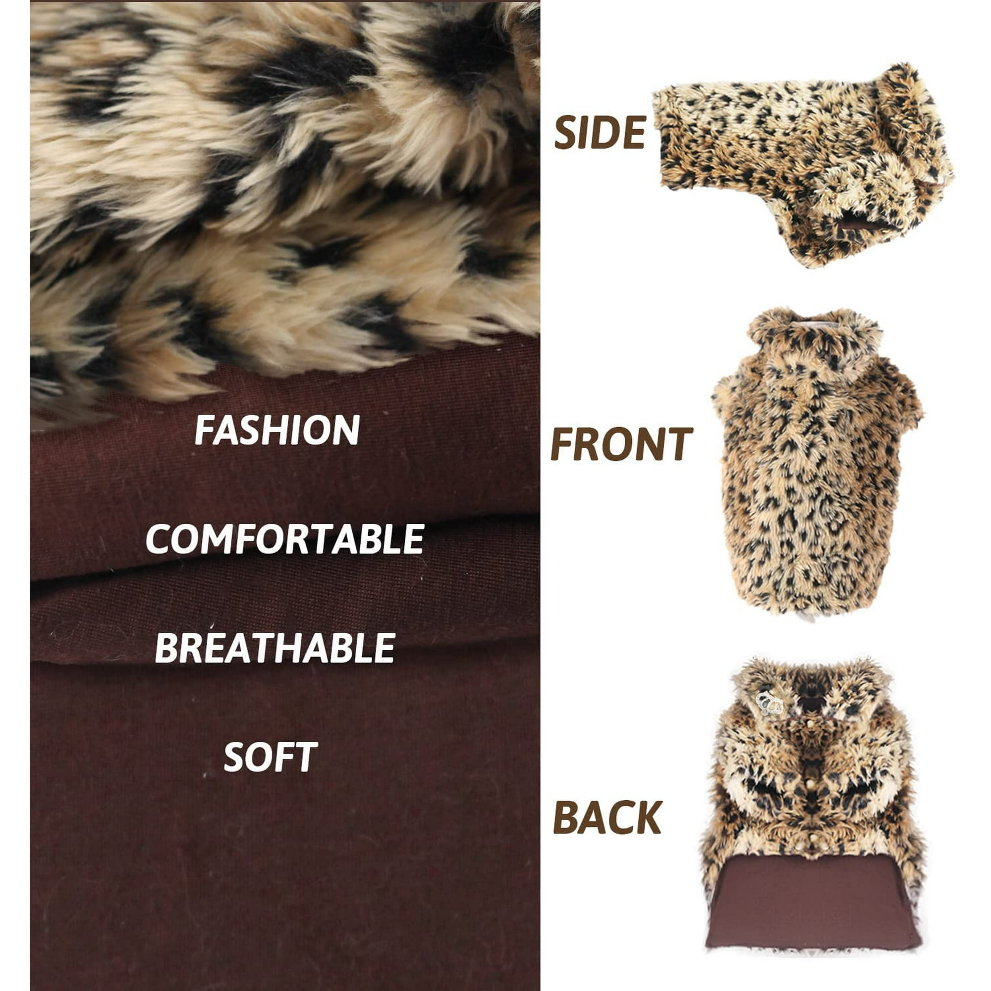 Dog Coat Cold Weather Dog Jacket Leopard Print Faux Fur Dog Winter Coat Pet Costume Doggie Puppy Coat Winter Keeping Warm Wool Coat Soft Dog Clothes Walmart