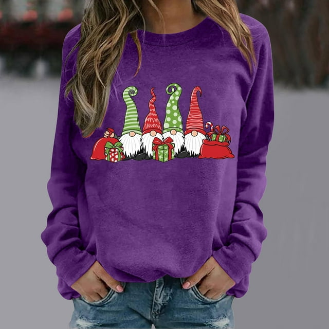 Chandails d'Hiver Grande Taille pour Femmes Mode Halloween Imprimé Décontracté Confortable Sweat à Capuche Drôle Violet G