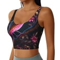 thumbnail image 2 of Daiia Glowing Leaf Bird Printed Women's Sports Bra, Breathable Activewear Bra with U-Back Design and Removable Pads, Comfortable and Supportive for Yoga, Workout-Small, 2 of 8