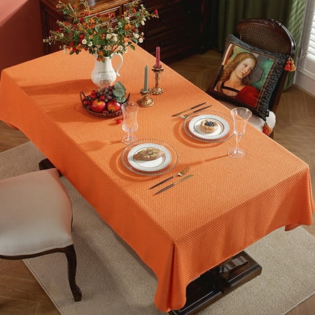 

Glonme Tablecloths Washable Tablecloth Home Decor Luxury Table Cloths Covers Rectangle Waffle Solid Color Dust-proof Orange 135*135cm