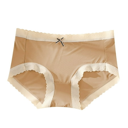 MITCOWBOY Womens Underwear Ice Silk Mid Waist Bowknot Briefs Breathable Soft And Skin Friendly Comfortable To The Body. Womens Sexy Underwear Seamless Underwear For Women Yellow L Clearance
