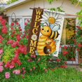 thumbnail image 5 of Welcome Spring Summer Bumble Bee Decorative Garden Flag, Daisy Flower Honeycomb Yard Outside Home Decorations, Farmhouse Honey Floral Burlap Outdoor Small Decor Double Sided 12 x 18, 5 of 6