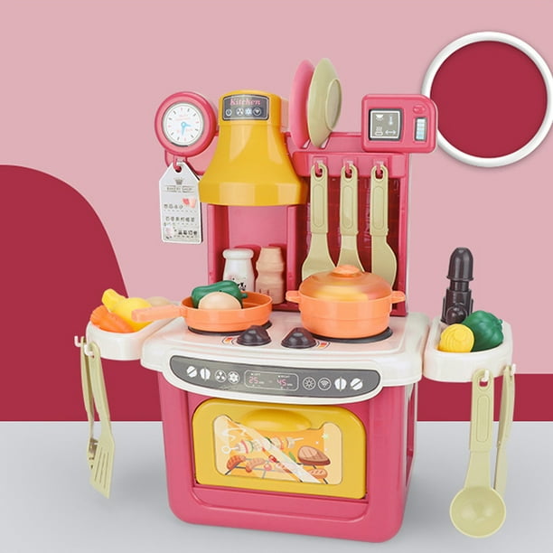 Flywake Christmas Gift on Clearance Kitchen Play Set With Accessories Mini Kitchen Set With Realistic Light Sound Indoor Games Kitchen Cooking