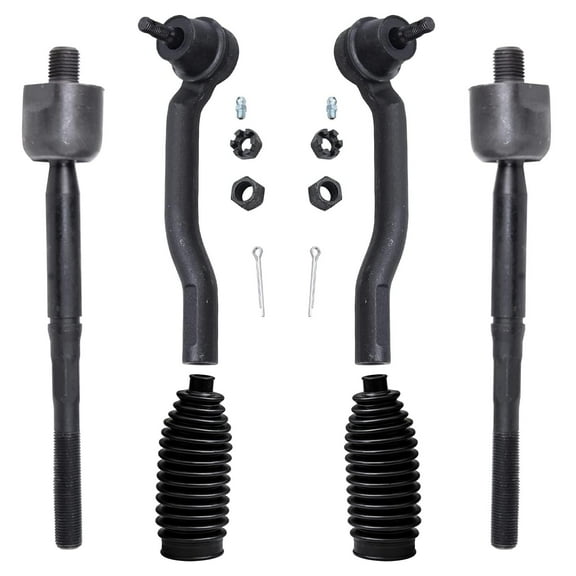 Detroit Axle - Front Tie Rods Kit for 2007-2012 Nissan Versa, 2009-2014 Cube, 4 Inner and Outer Tie Rod Ends 2 Boots 2010 2011 Replacement