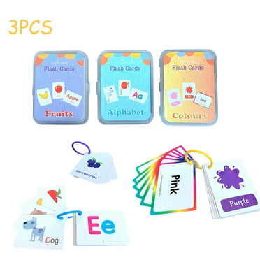 Chok 3 Sets Preschool Flash Cards Bundle - Alphabet (ABC) Letters, Math Numbers & Counting, Colors & Shapes for Toddlers
