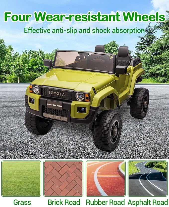 EastVita 24V Ride on Car for Kids, 2 Seater Ride on Car Truck, Licensed Toyota Electric Car with Parent Remote Control, 4.4MPH, 4x550W Motors