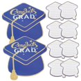 thumbnail image 4 of OULII 10Pcs Congrats Grad Card Blue Paper Graduation Cap Shaped Message Card, 4 of 8