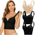 thumbnail image 5 of 3 Pieces Womens Sports Bra No Wire Comfort Sleep Bra Plus Size Workout Activity Bras With Non Removable Pads Shaping Bra, 5 of 7