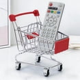thumbnail image 2 of Mini Shopping Cart | Stainless Steel Utility Organizer | 4-Wheel Miniature Supermarket Cart | Tabletop Storage Caddy | Remote Holder | Fruit Flower Cosmetic Basket | 1 Pack, 2 of 5