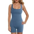 thumbnail image 1 of Rinsvye Women Yoga Rompers Workout Body Work Suit Ribbed Square Neck Sleeveless Cropped Jumpsuits for Women Sport Romper, 1 of 5