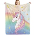 thumbnail image 2 of Unicorn Blanket Unicorns Gifts for Girls, Unicorn Throw Blankets Flannel Soft Warm Plush Rainbow Blanket for Girls Kids Women for All Season Bed Couch Living Room Decor(30"x40"), 2 of 7