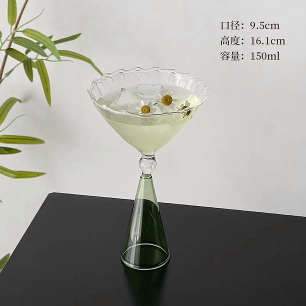 Copas de vino sopladas a mano – Copa de cóctel irregular con diseño degradado, vaso reutilizable para vino tinto, champán y zumos.