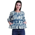 thumbnail image 1 of Moomaya Haut d'Été en Coton Imprimé Ourlet Évasé Boho Tops Blouses Décontractées Amples, 1 of 4