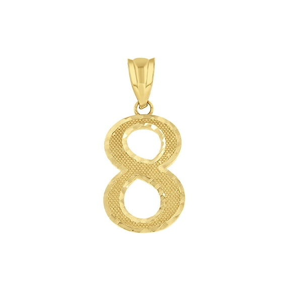 14K Yellow Gold Unisex Initial Number 8 Charm Pendant