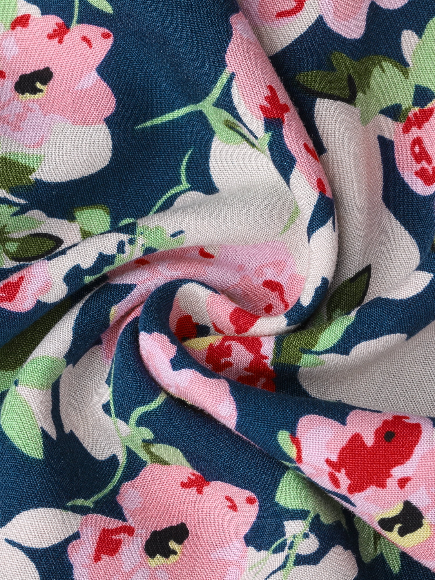 DARING DIVA Women's Plus Crew Neck and Ruffle Short Sleeves Floral Dress 3X Navy Blue